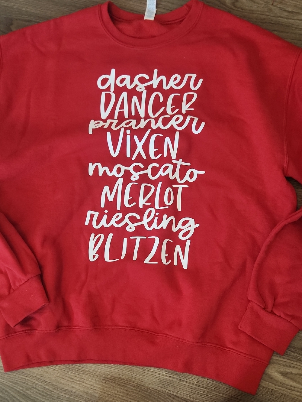 Red Holiday Ugly Funny Christmas Graphic Sweatshirt reindeer wine